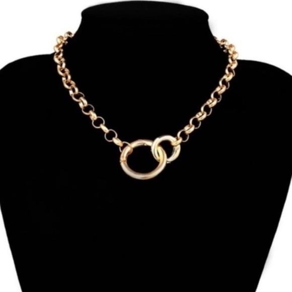 NEW 18K GOLD PUNK MIAMI CHOKER NECKLACE - Picture 2 of 4